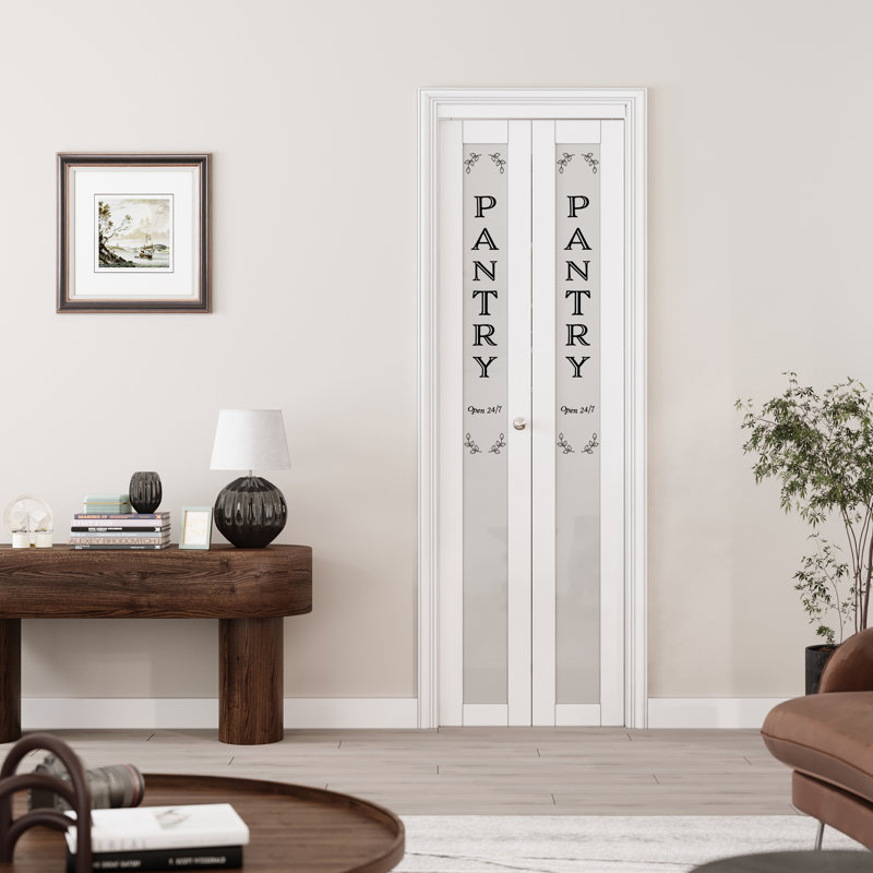 24" x 80" Frosted Glass White MDF Pivot Door