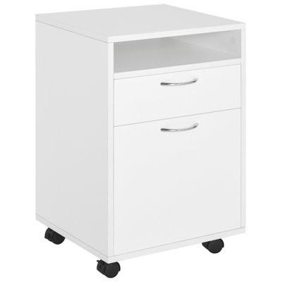 Armoire de bureau mobile blanche avec tiroir et armoire, amplement d'espace, se range sous les bureaux en blanc