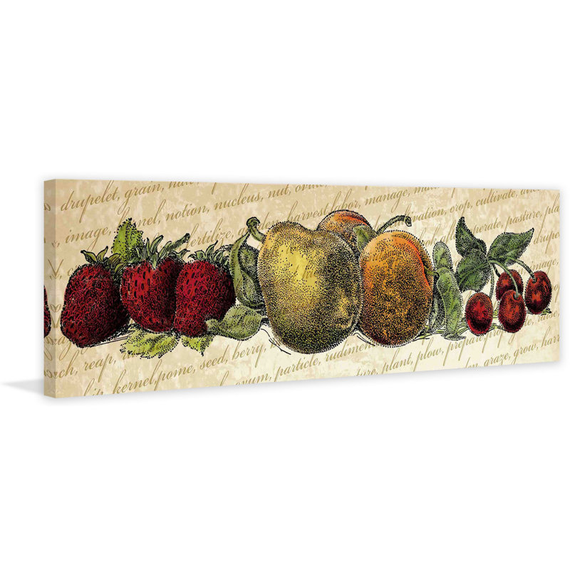 Green and Red Fruit Canvas Wall Art, 30" x 10"