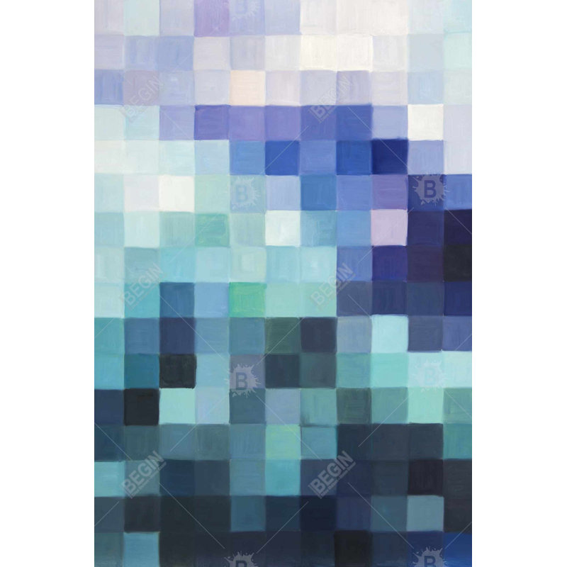 Pixelized Landscape - Toile de chambre à coucher moderne pour la décoration intérieure, H 36 po x l 24 po