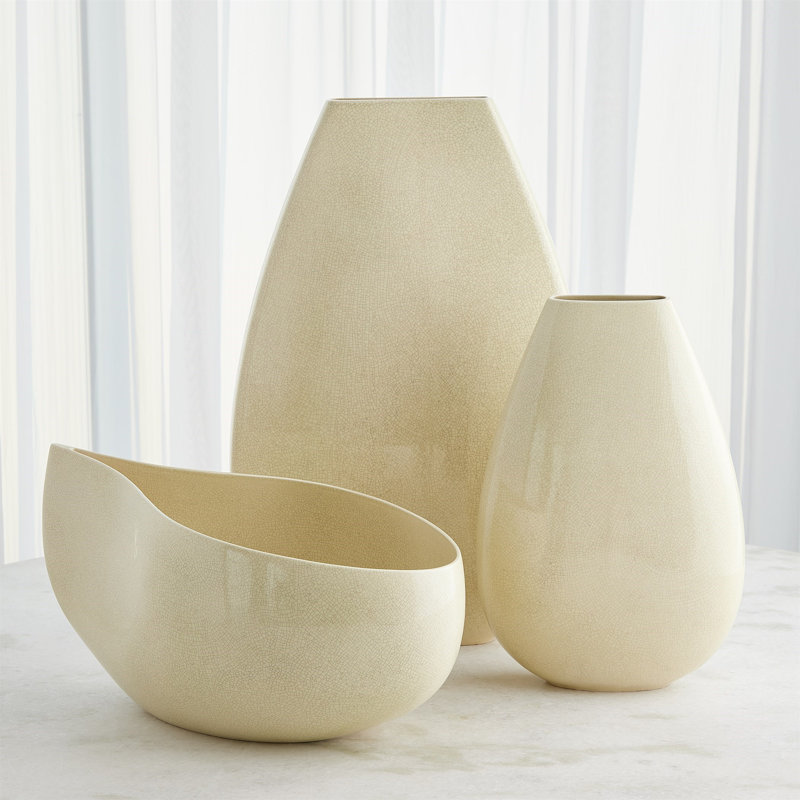 Giant Teardrop Vase-Butter Crackle-Sm, 24.5" H x 16" W x 5" D