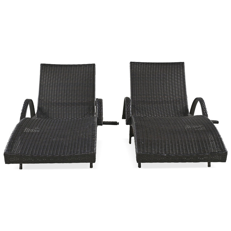 Ensemble de chaises longues d'extérieur en osier 80 po K&K, Marron foncé