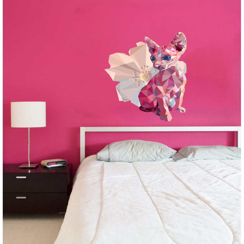 Décalcomanie murale polygonal Sphinx chat, H 33 po x l 36 po x P 1,7 po