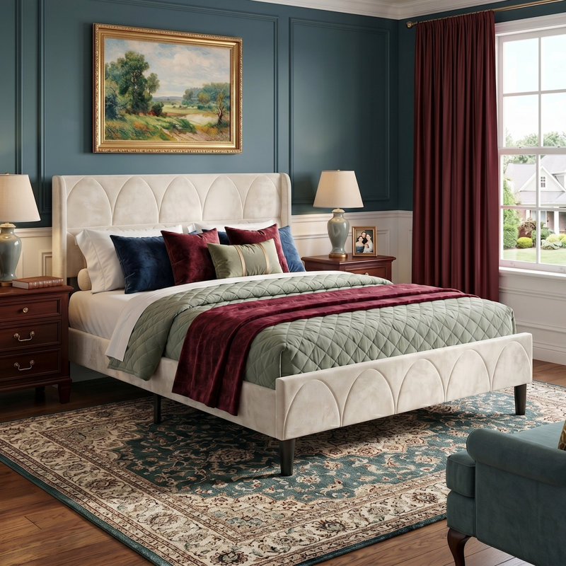 Lit tapissier Modern Modern, Cream, Queen
