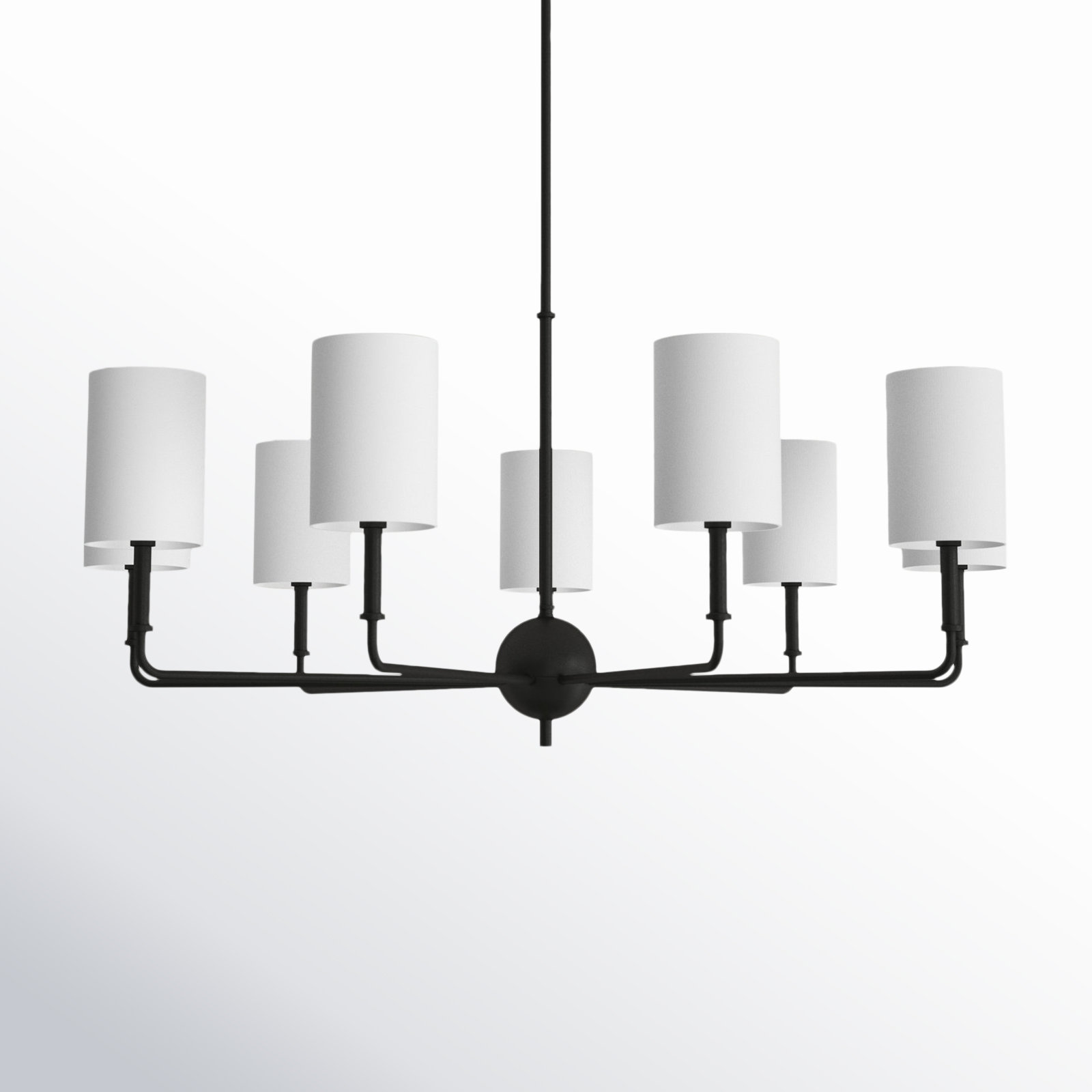 Rowley Nine Light Chandelier, Midnight Black