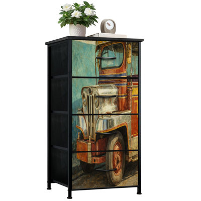 Commode pour chambre à coucher avec 4 tiroirs de rangement Manila Philippines Retro Commode Commode en tissu avec cadre en acier