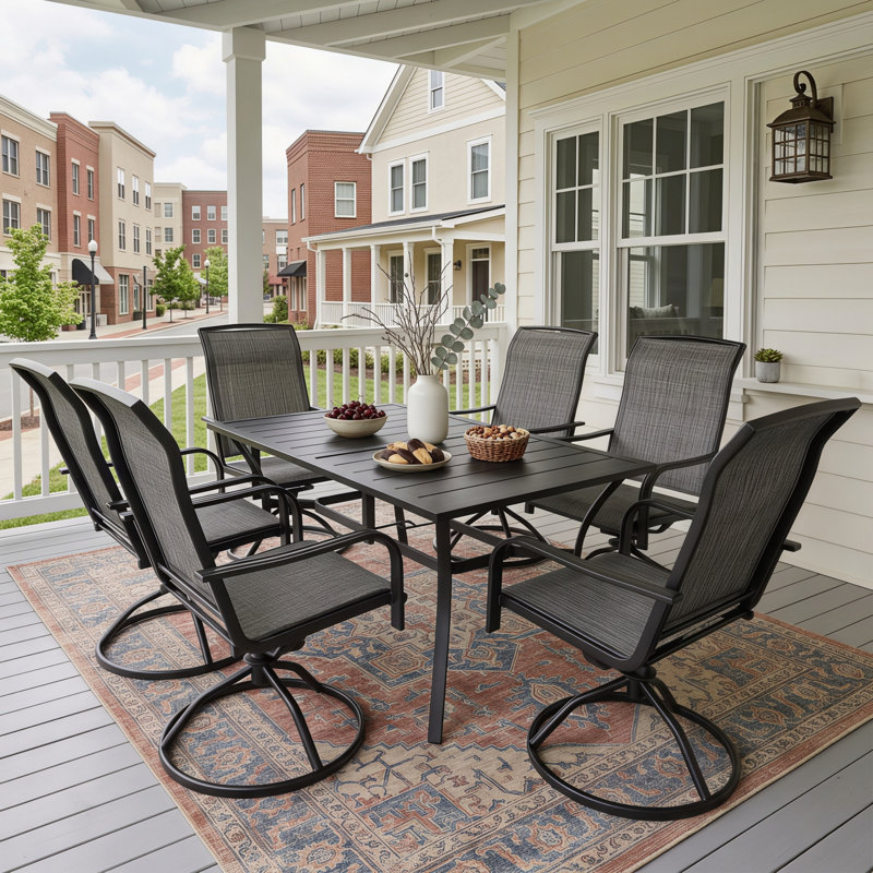 Table de patio d'extérieur 59 po en métal avec trou pour parasol 59 po