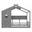 Twin Size Floor House Bed For Toddler, Kids Montessori Bed  With Storage Shelf, Playhouse Bed With Roof Design, Gray-323145634