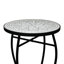 Table d'appoint d'extérieur ronde avec plateau de style mosaïque et pieds en fer courbés, gris et noir mat