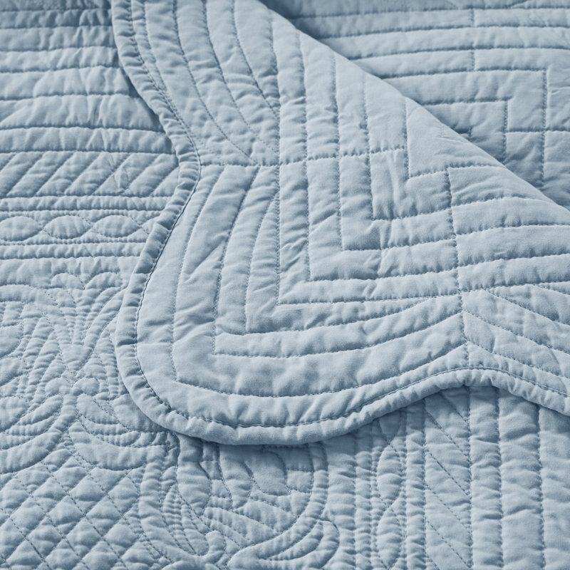 Blue Microfiber Reversible Scalloped Edge Daybed Cover Set