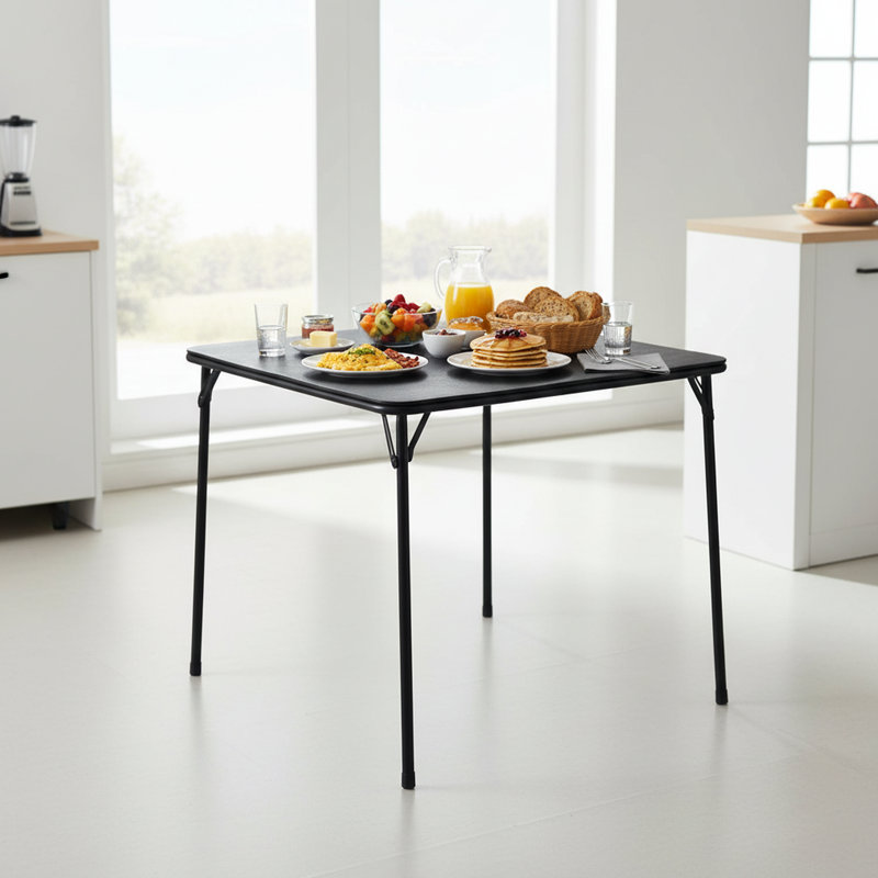 Table de salle à manger pliable de 31,5 po, pliable pour un rangement facile, pieds pliables pour économiser de l'espace à l'intérieur et à l'extérieur sans assemblage, noir