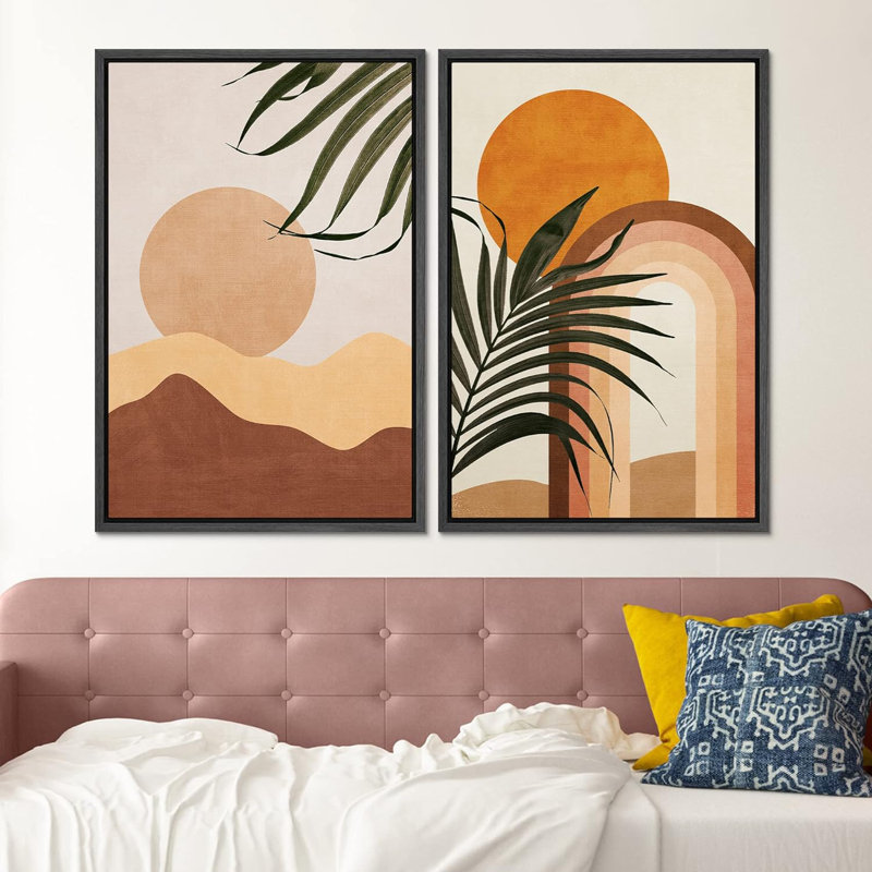 Mid-Century Palm Leaf, H 24 po x l 16 po, Noir