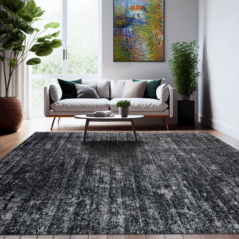 Tapis décoratif bleu marine tissé à plat à la main Hans, Marine, Rectangle 4 pi 10 po x 7 pi 10 po