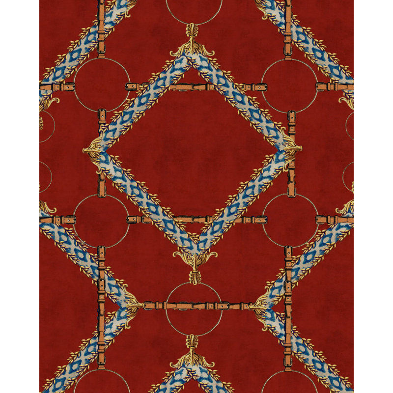 The Derby Geometric Wallpaper Roll, Blue/Brown/Red/Yellow