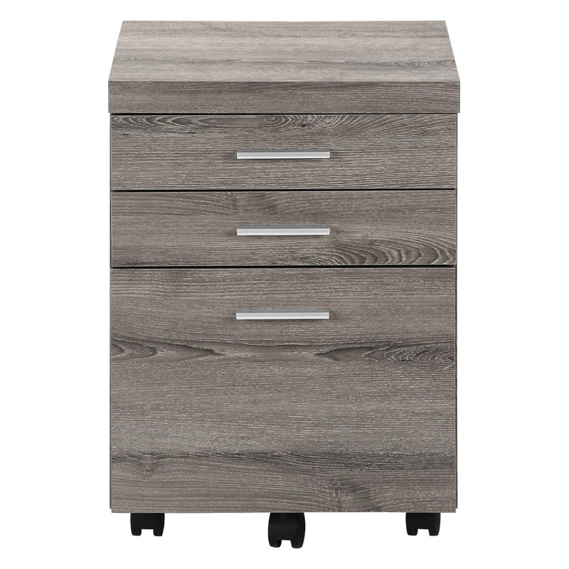 Office File Cabinet With Rolling Mobility, Storage, Taupe, Modern 3 Cabinet, Mobile, Taupe Laminate,