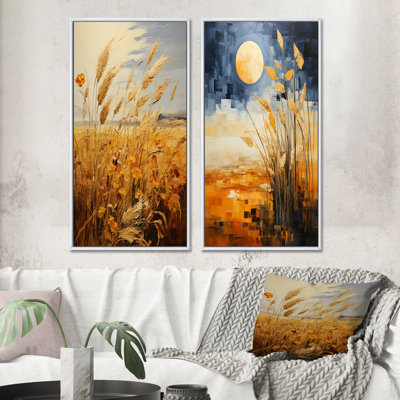 " Prairies Golden Impasto Harvest " 2 - Pieces