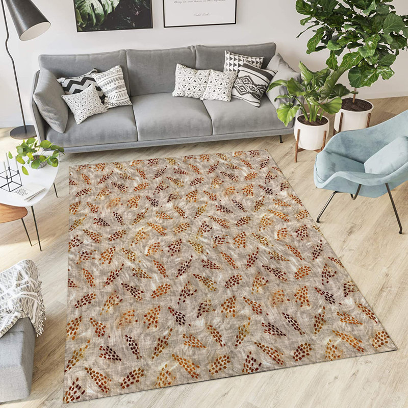 Tapis intérieur / extérieur rectangulaire en polyester tissé à la machine brun / gris, Rectangle 4 pi x 6 pi