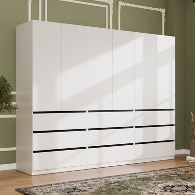 Armoire penderie avec 9 tiroirs pour la chambre à coucher (ensemble de 3)