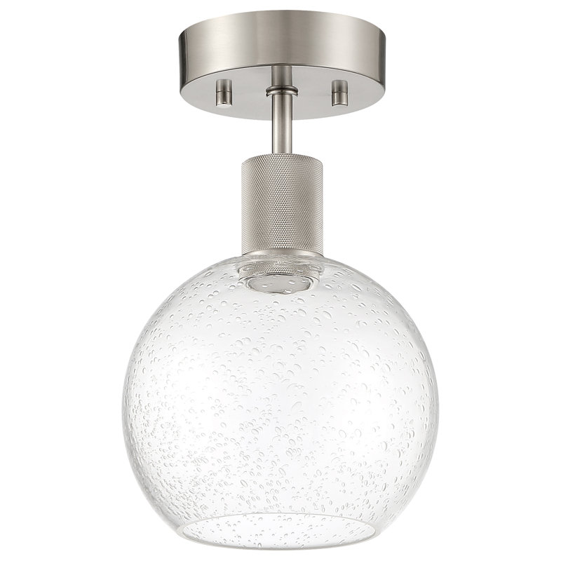 Port Nine Glass Semi Flush Mount, Brushed Steel