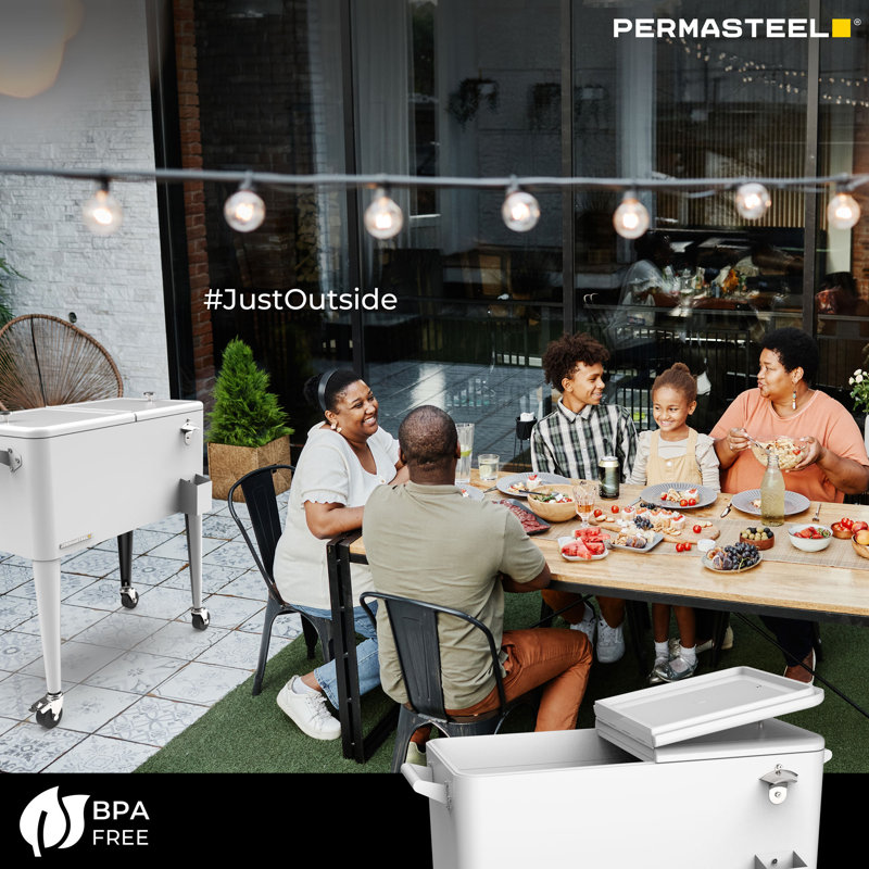Permasteel 80-Qt Classic Outdoor Patio Cooler On Wheels, White