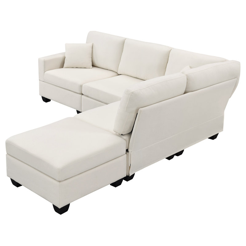 Canapé modulaire Keionte, 100 % lin beige