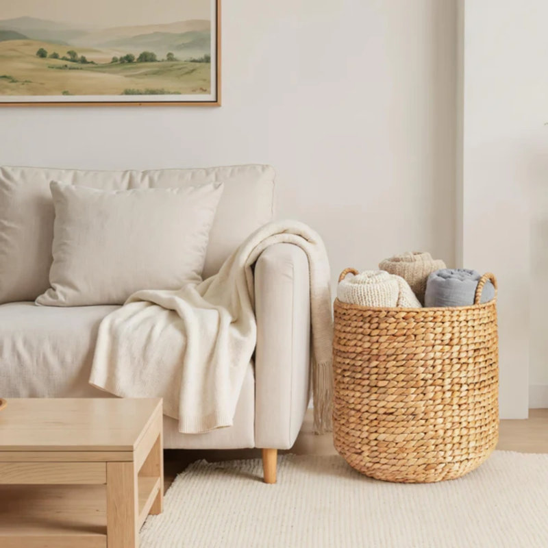 Round Storage Basket, Natural
