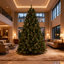 Arbre de Noël 9 pi avec pommes de pin pré-décorées - 2518 pointes, PVC mélangé et branches à aiguille dure, installation facile à charnières et support en métal robuste