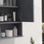 Armoire de salle de bain Farmhouse, armoire à pharmacie murale avec tablette ouverte et tablette réglable, rangement pour salle de lavage, gris