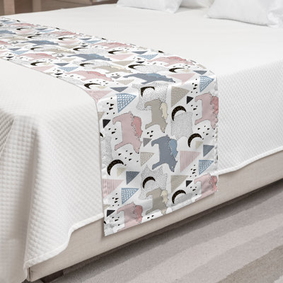Ambesonne Nature Bed Runner Pastel Polar Bear Pattern Multicolor -  bedrunnew_110972_king
