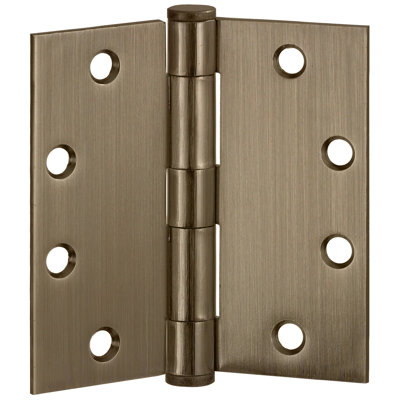 Charnières de porte pour portes intérieures Design House, 189894, paquet de 9, 4,5 po x 4,5 po - Charnière carrée en acier à rayon 5/8 po - Laiton antique - Convient aux portes standard