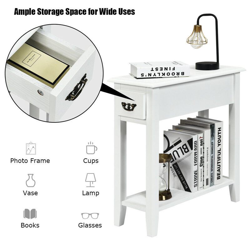 Lewallen End Table with Storage, White