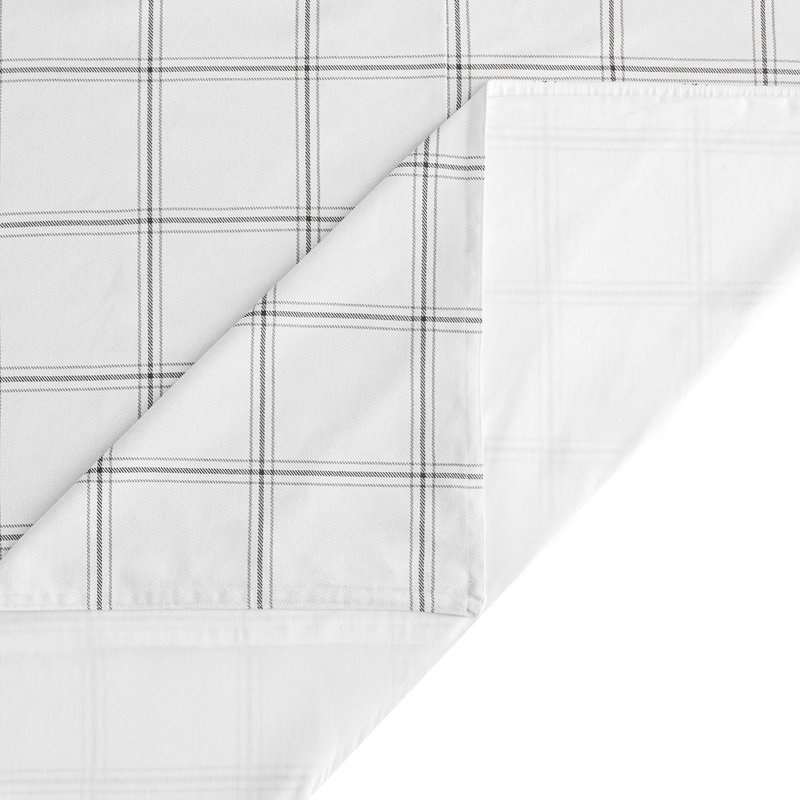 Super Queen White Cotton Windowpane Plaid Duvet Cover Set