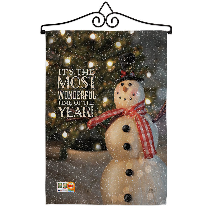Le plus beau temps bonhomme de neige-impressions de polyester décoratif à 2 faces 19 x 13 po ensemble de drapeaux