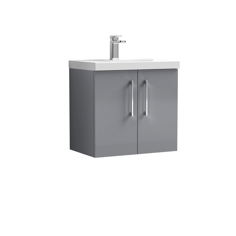 Arno 610mm Single Bathroom Vanity with Integrated Vitreous China Basin, Satin Gray