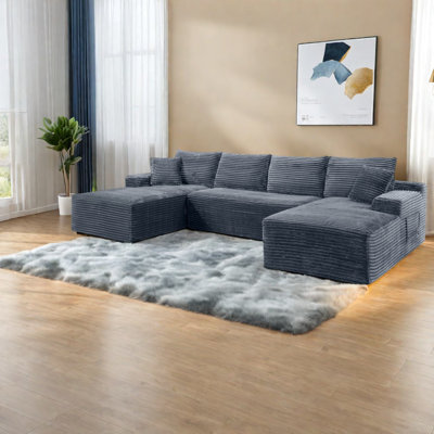 Canapé modulaire en U en velours côtelé 132 pouces Compression Sectionals