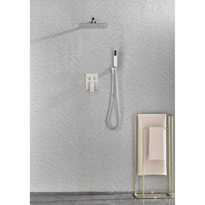 Shower System With Shower Head, Hand Shower, Hose, Valve Trim, Lever Handles And Niche