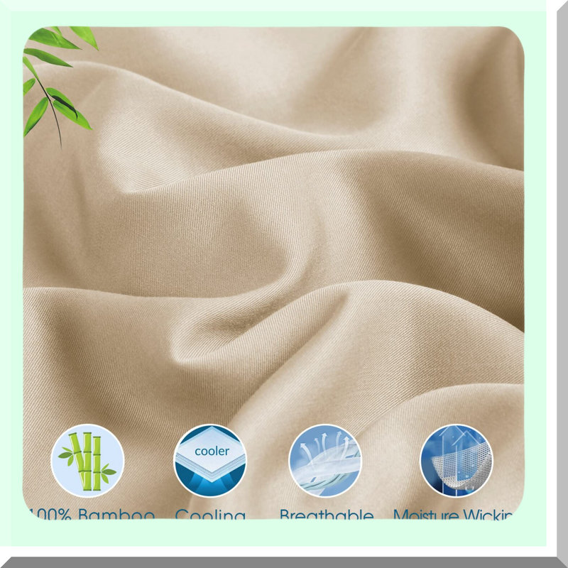 Cool Silky Soft Cooling Sheets Set - Luxury Breathable Bedding for Hot Sleepers, Deep Pocket with Pillowcase - Spring Summer Refresh