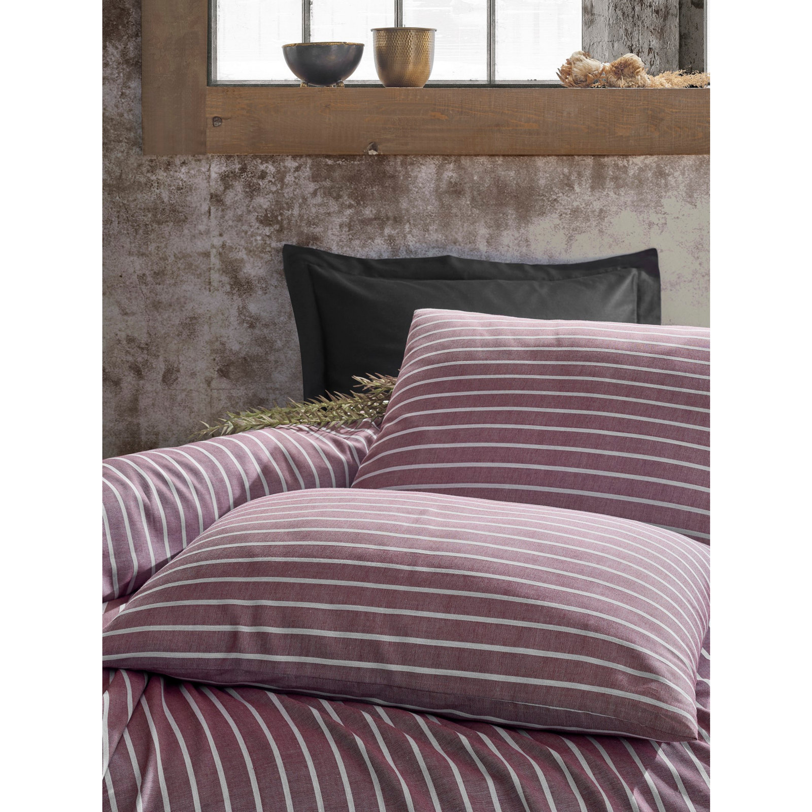 Carlen Cotton Blend Duvet Cover Set, Claret Red, Twin Duvet Cover + 1 24" x 28" Pillowcase