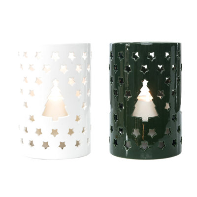  Ensemble de 2 porte-bougies de Noël 8,75 po Dolomite
