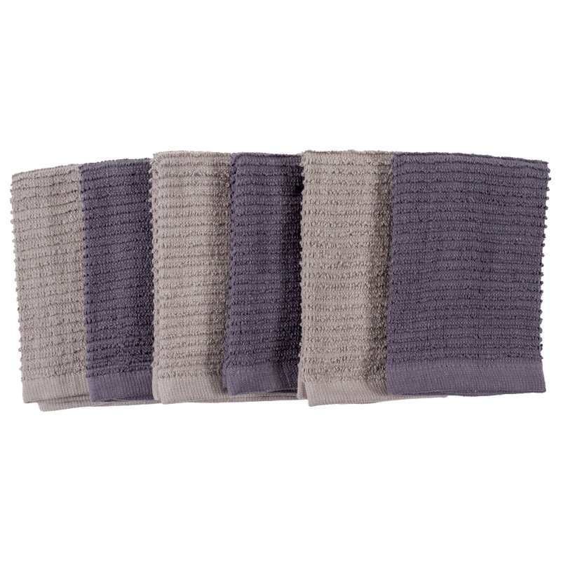 Ensemble de débarbouillette 100% coton Wayfair Basics® Budd, Gray/Dark Gray, 6