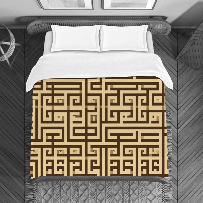 Housse de couette Mandala, Housse de couette simple, Brun / or