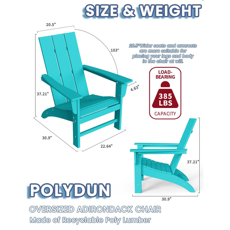Adirondack Chair with Cup Holder, Aruba Blue