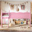 Lit mezzanine bas sécuritaire avec rangement, chambre d'enfant moderne en bois aggloméré rose