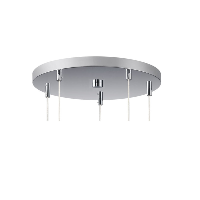 Luminaire suspendu cylindre grappe 5 lumières Herr, Nickel satiné, Halogène