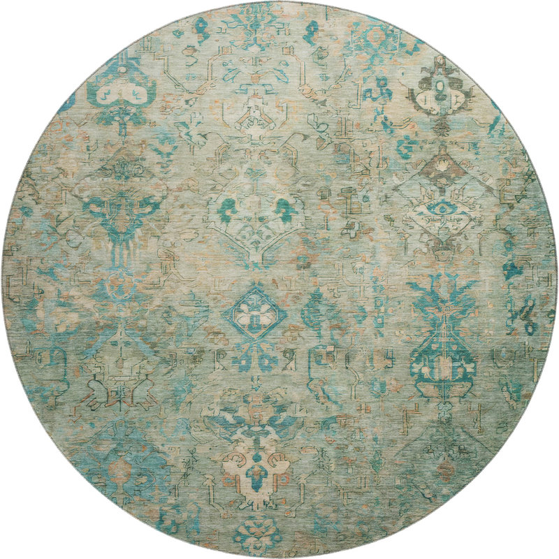 Tapis de qualité supérieure lavable à la machine Mayfield Global, Bleu sarcelle, Rond 8 pi