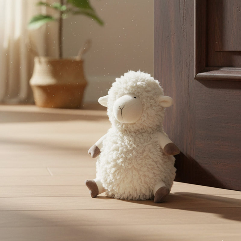 Butoir de porte décoratif en mouton, 2,3 lb, écru