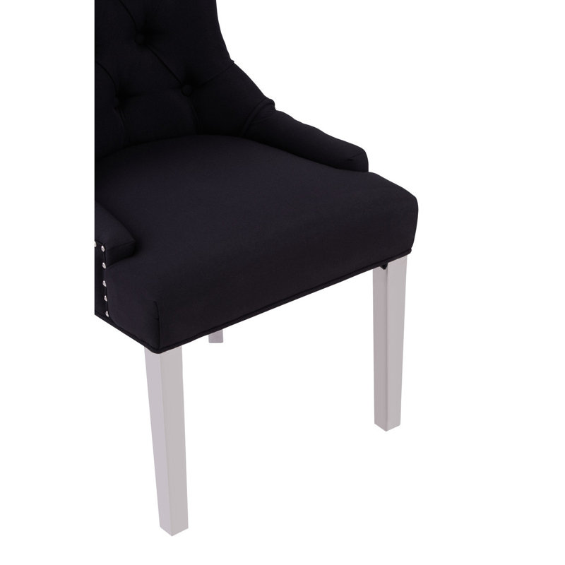 Ottawa 45cm H Tufted Velvet Upholstered Side Chair, Black