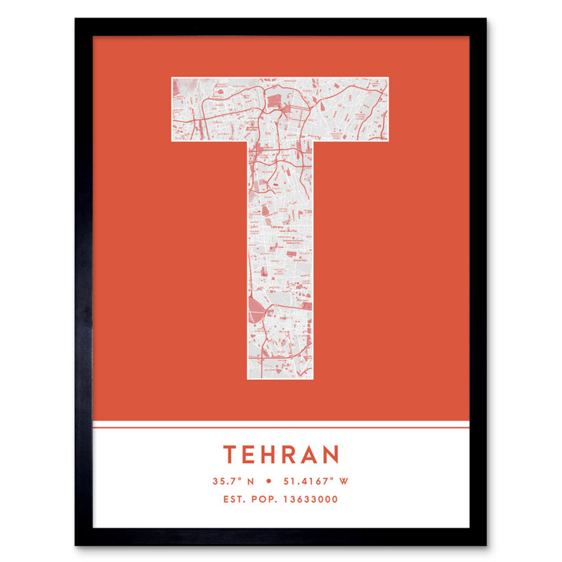 Tehran Iran City Map - Single Picture Frame Typography