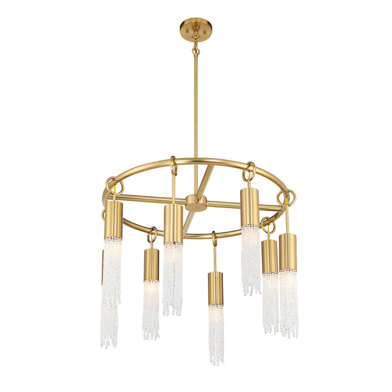 Lustre 8 lumières Downend en laiton chaud, H 20,5 po x l 28 po x P 28 po, 8 lumières