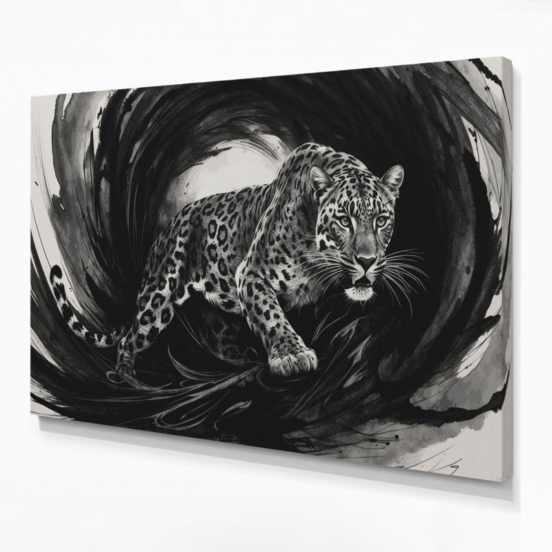 «Big Cats», art léopard sur toile gris, H 14 po x l 11 po
